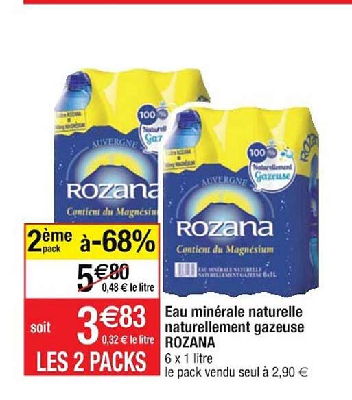 eau minérale naturelle naturellement gazeuse rozana