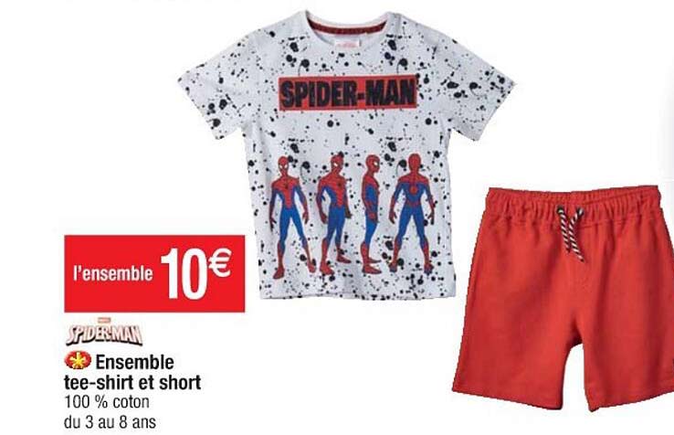 ensemble tee-shirt et short spider-man