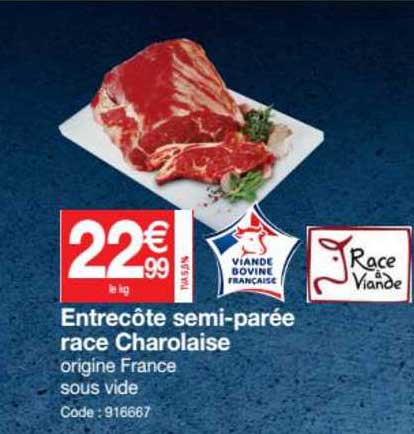 entrecôte semi-parée race charolaise
