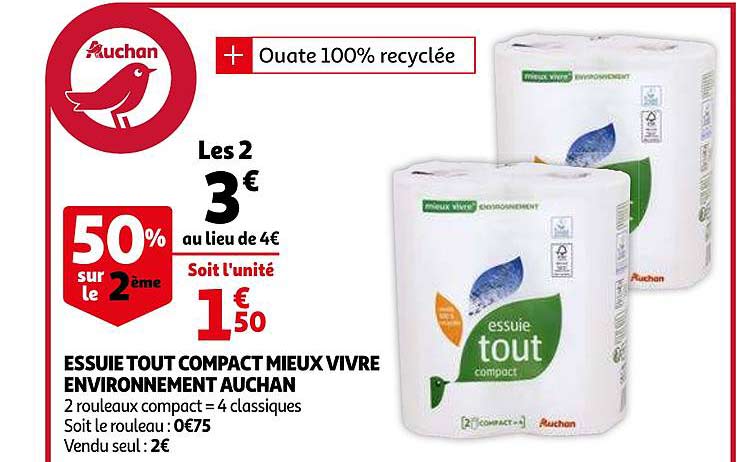 essuie tout compact mieux vivre environnement auchan