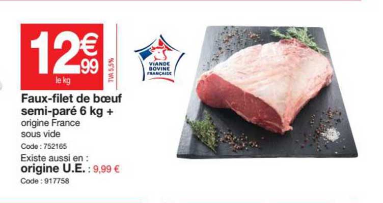 faux-filet de bœuf semi-paré 6 kg +