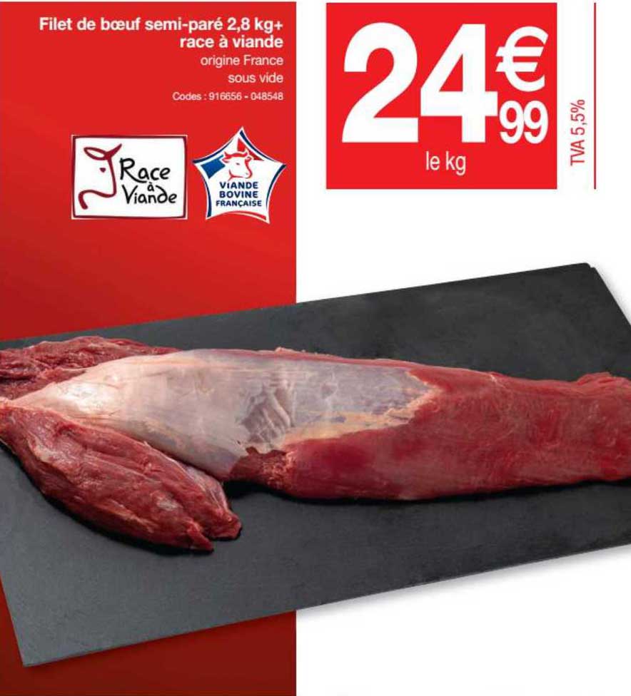 filet de bœuf semi-paré 2,8 kg+ race à viande