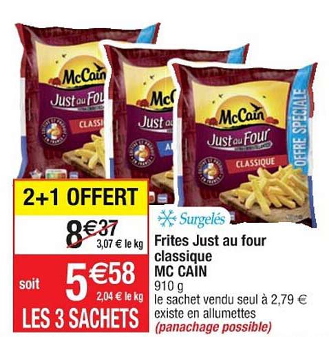 frites just au four classique mc cain