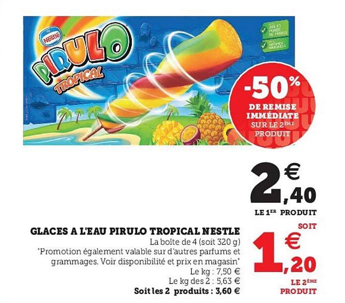 glaces à l'eau pirulo tropical nestlé