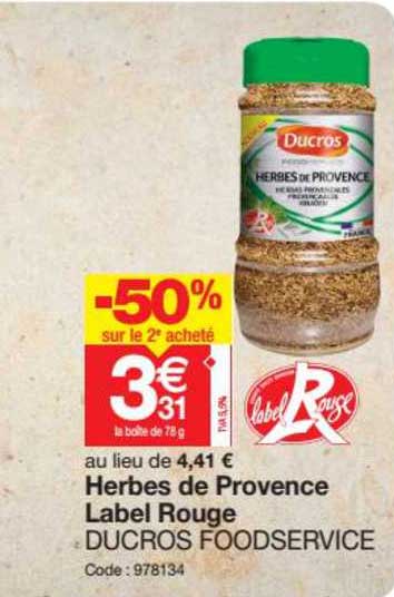 herbes de provence label rouge ducros foodservice