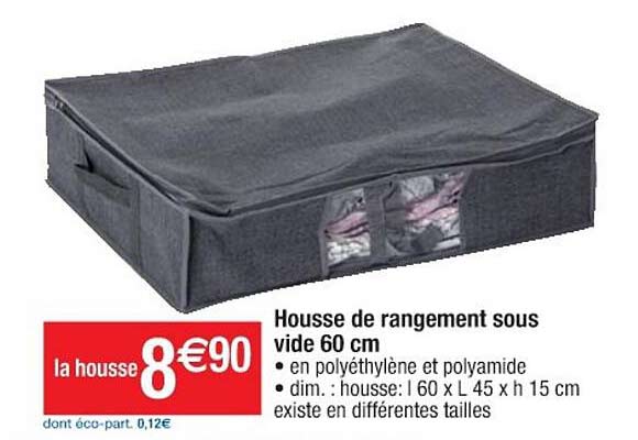 housse de rangement sous vide 60 cm
