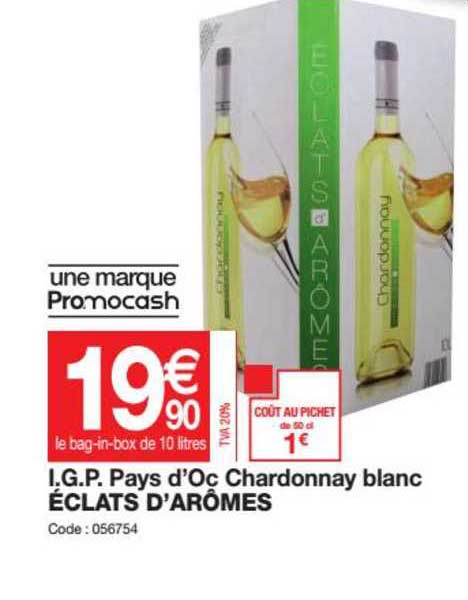 i.g.p. pays d'oc chardonnay blanc éclats d'arômes