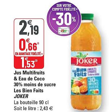Jus Multifruits & Eau De Coco 30% Moins De Sucre Les Bien Faits Joker