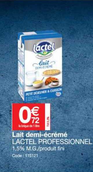 Lait Demi-écrémé Lactel Professionnel