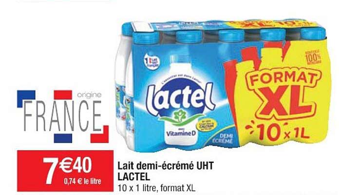 lait demi-écrémé uht lactel