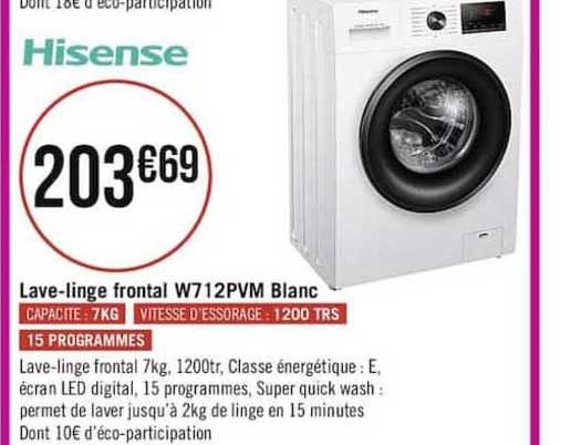 lave-linge frontal w712pvm blanc hisense
