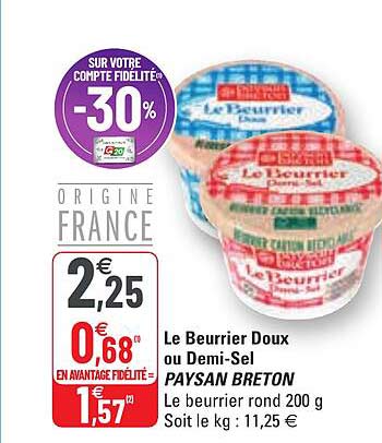 le beurrier doux ou demi-sel paysan breton