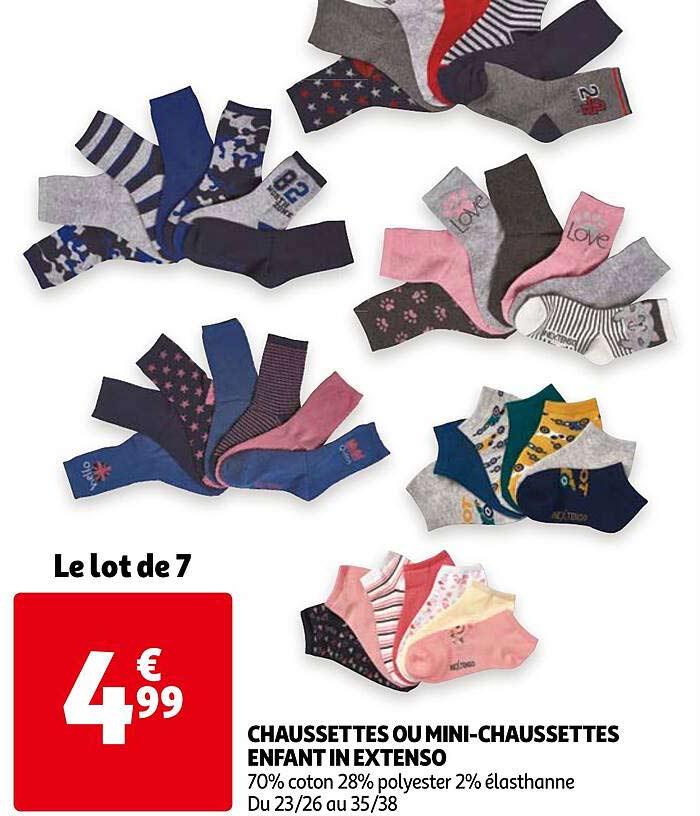 le lot de 7 chaussettes ou mini-chaussettes enfant in extenso