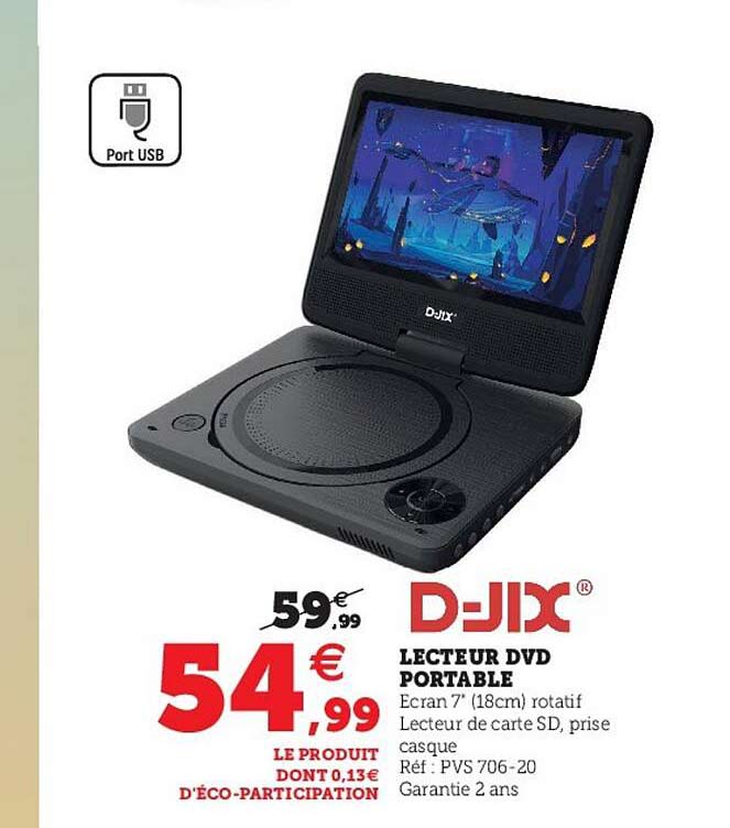 lecteur dvd portable djix