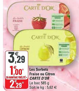 Les Sorbets Fraise Ou Citron Carte D'or