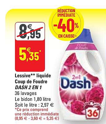 lessive liquide coup de foudre dash 2 en 1