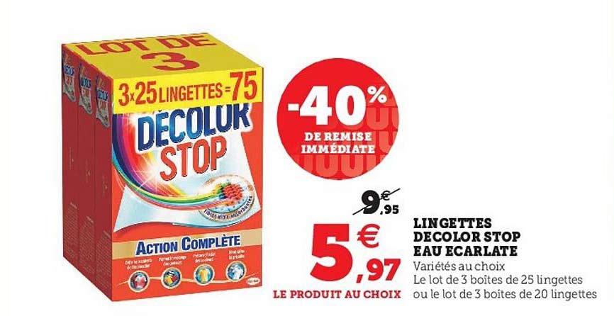 lingettes décolor stop eau écarlate