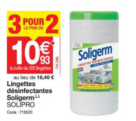 lingettes désinfectantes soligerm solipro