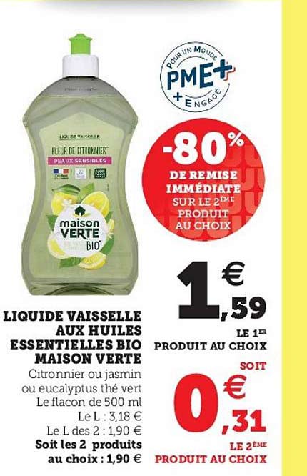liquide vaisselle aux huiles essentielles bio maison verte