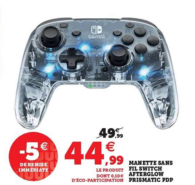 manette sans fil switch afterglow prismatic pdp