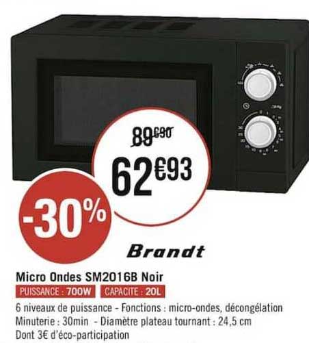 micro ondes sm201b noir brandt
