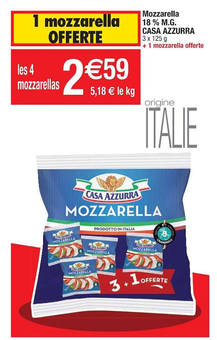 mozzarella 18% m.g. casa azzurra