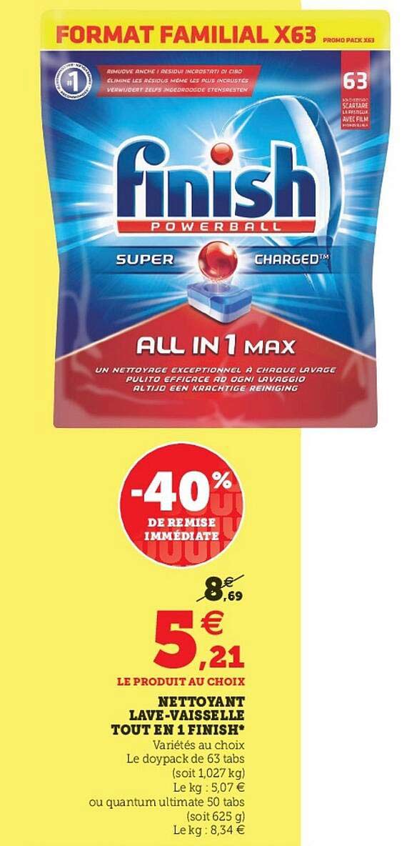 nettoyant lave-vaisselle tout en 1 finish