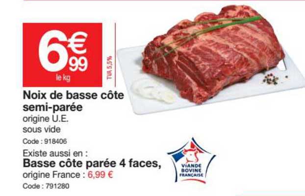 Noix De Basse Côte Semi-parée, Basse Côte Parée 4 Faces