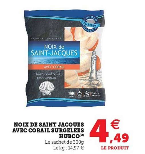 noix de saint jacques avec corail surgelées hubco