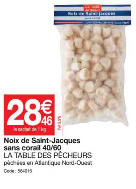 noix de saint-jacques sans corail 40-60 la table des pêcheurs