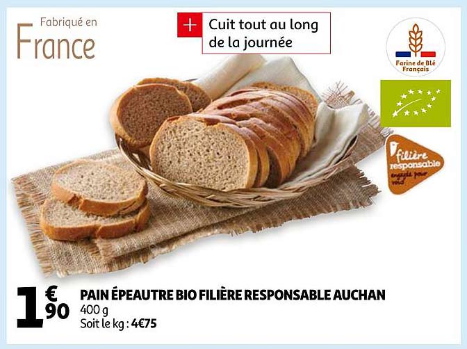 Pain épeautre Bio Filière Responsable Auchan