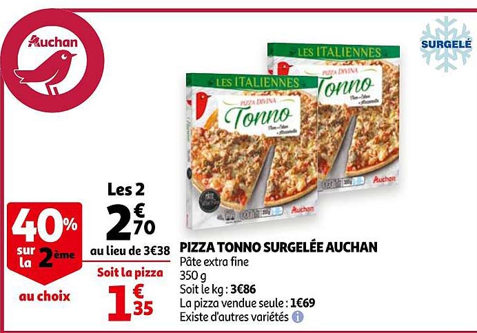 pizza tonno surgelée auchan