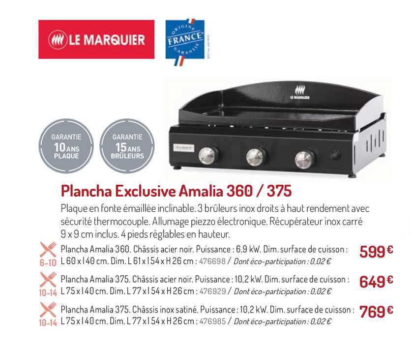 plancha exclusive amalia 360 - 375 le marquier