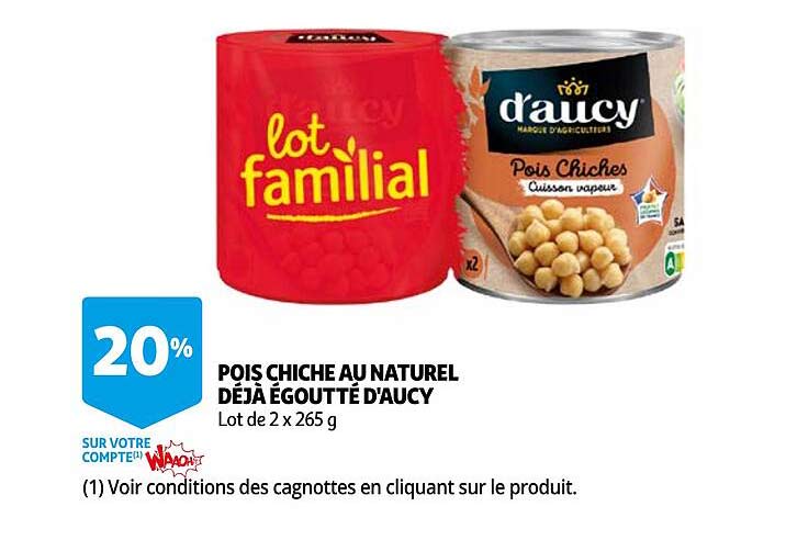 pois chiche au naturel déjà égoutté d'aucy