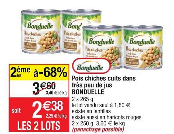 pois chiches cuits dans très peu de jus bonduelle