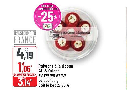 poivrons à la ricotta ail & origan l'atelier blini