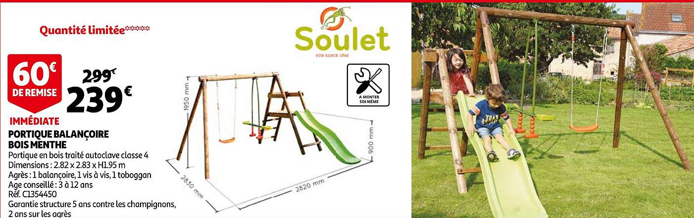portique balançoire bois menthe soulet