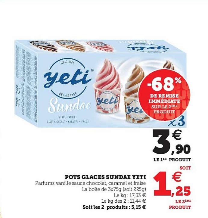 pots glacés sundae yeti