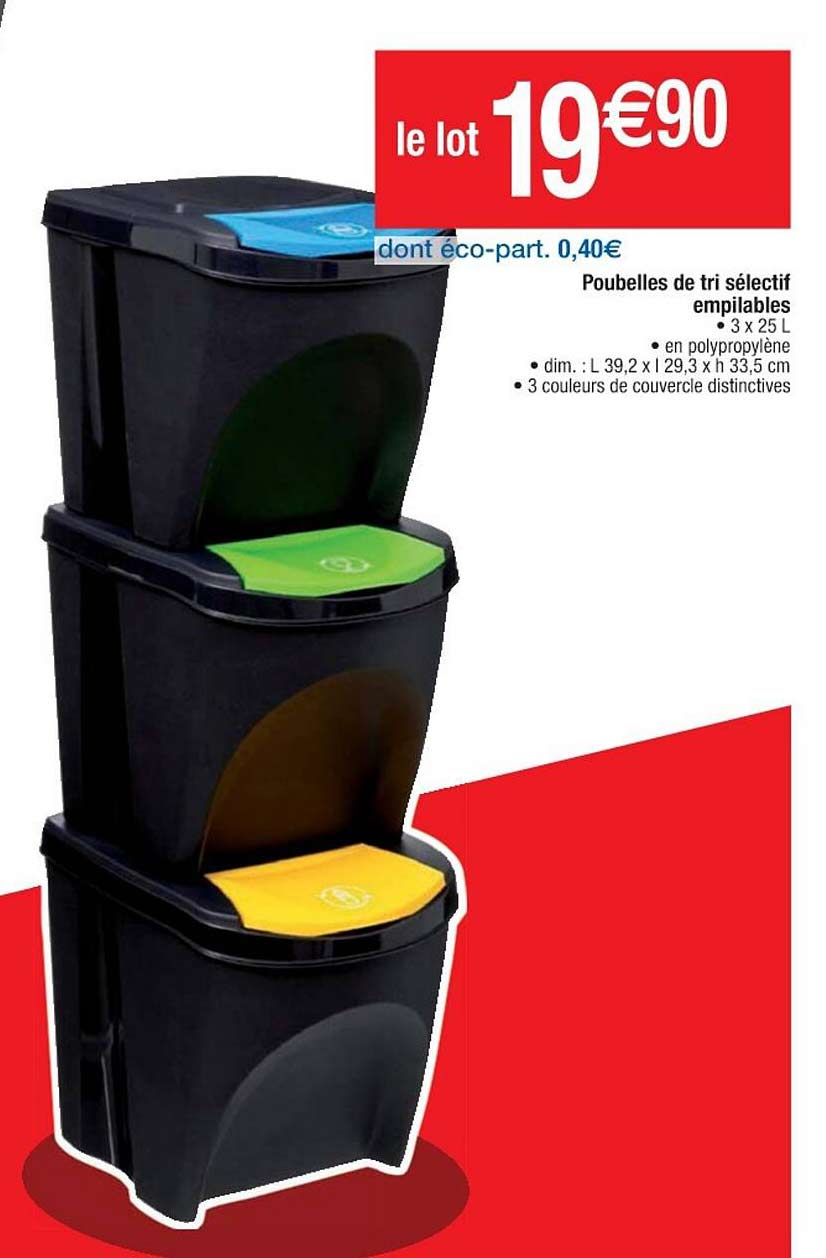 poubelles de tri sélectif empilables