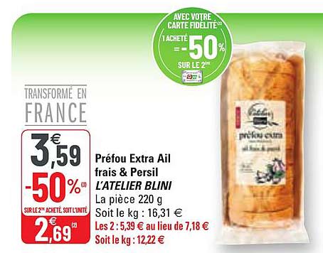 préfou extra ail frais & persil l'atelier blini