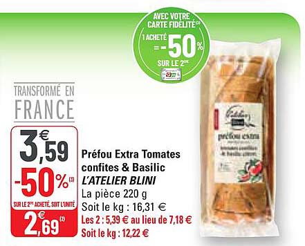 préfou extra tomates confites & basilic l'atelier blini
