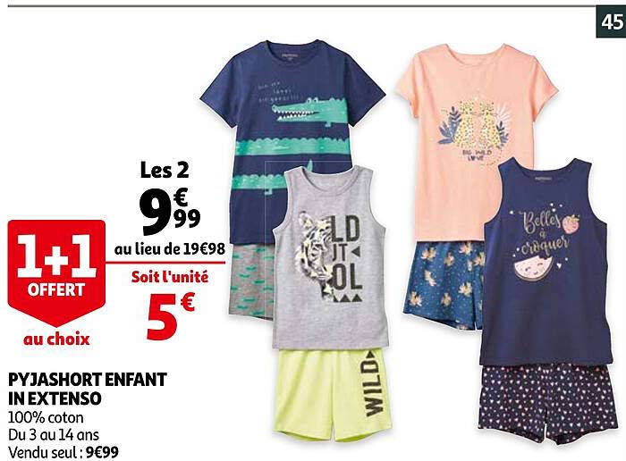 pyjashort enfant in extenso