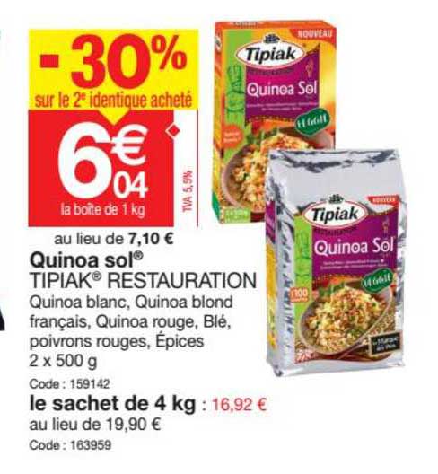 Quinoa Sol Tipiak Restauration