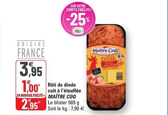 rôti de dinde cuit à l'étouffée maître coq