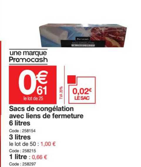 sacs de congélation avec liens de fermeture 6 litres - 3 litres - 1 litre