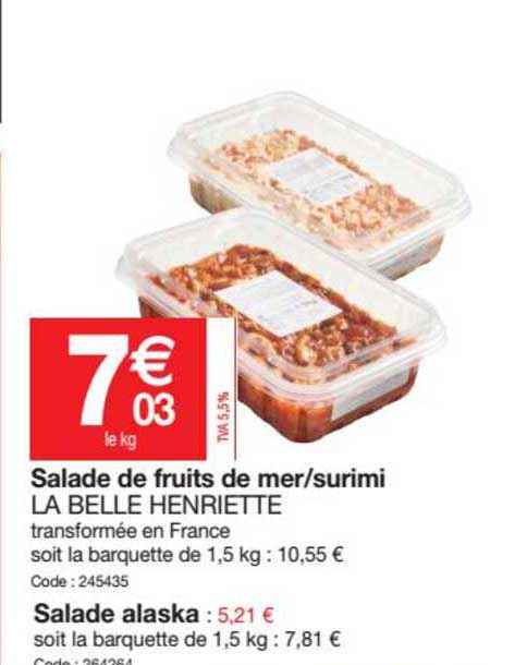 salade de fruits de mer - surimi la belle henriette