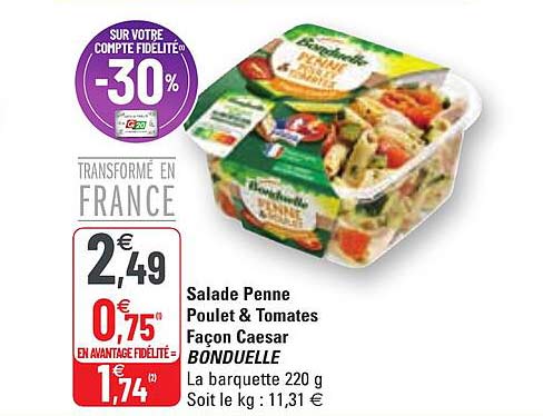 salade penne poulet & tomates façon caesar bonduelle