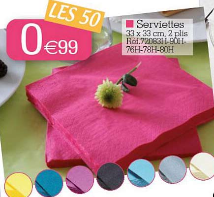 serviettes 33 x 33 cm, 2 plis