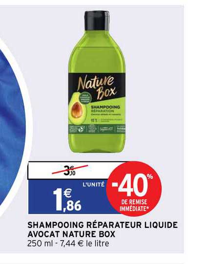 shampooing réparateur liquide avocat nature box