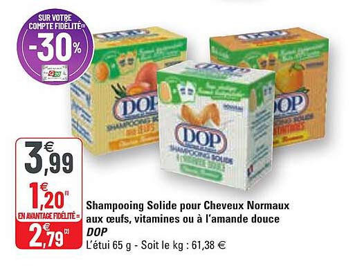 shampooing solide pour cheveux normaux aux oeufs, vitamines ou à l'amande douce dop